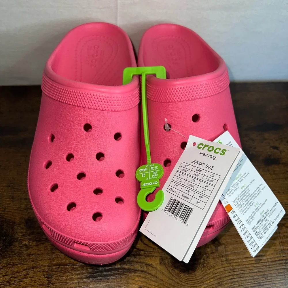 CROCS Pink Platform Heeled Clogs